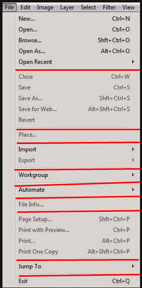 Menu sections example